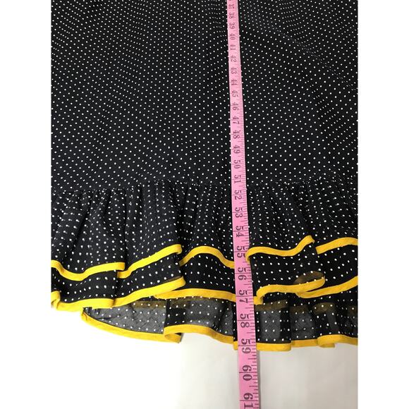 Vintage Miss Elliette VTG Maxi Dress Polka Dot Ruffle Peter Pan Collar Bow 60s - Picture 13 of 13